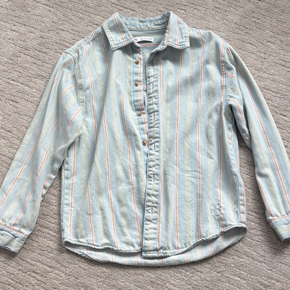 Zara kids button down jean shirt